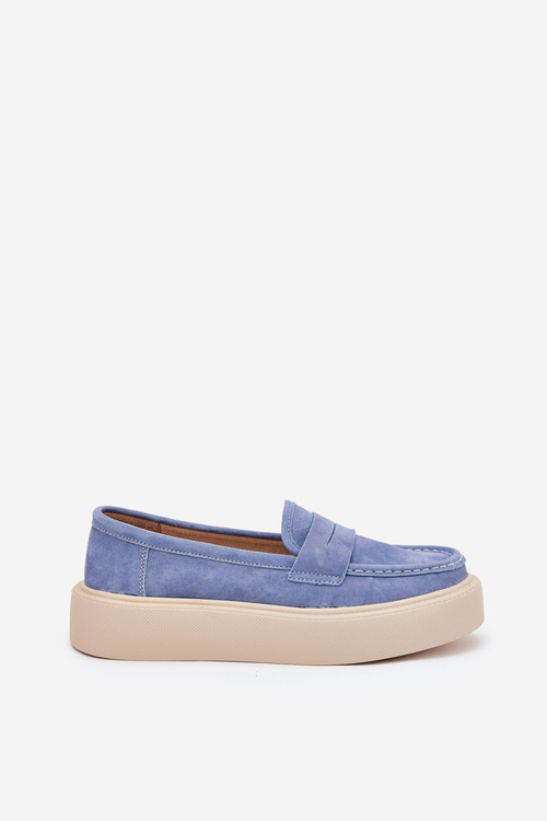 Ladies Suede Moccasins On Platform Vinceza 79535 Blue
