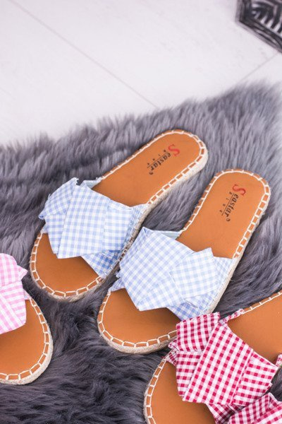 Women's Bow Tie Flip Flops Pin-up Girl Blue
