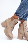 Leather Women's Heels on a Heel Beige Lemar Leocera
