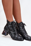 Patent Leather Women's Ankle Boots Made of Genuine Leather with Crystals Artiker 57C0132 Gray