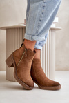 Lined Women's Ankle Boots with Block Heel in Brown Velarilla