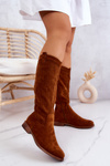 Women's Suede Openwork Boots Camel Thessie
