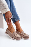 Women's Platform Loafers Beige Railav