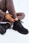 Women's Insulated Trapper Boots Lace Up Black Halfway