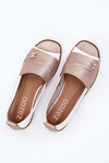 Leather Elegant Ballet Flats With Open Toes White-Gold Zazoo 1865