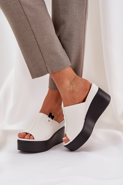 Platform And Wedge Sandals Eco Leather White Eridoria