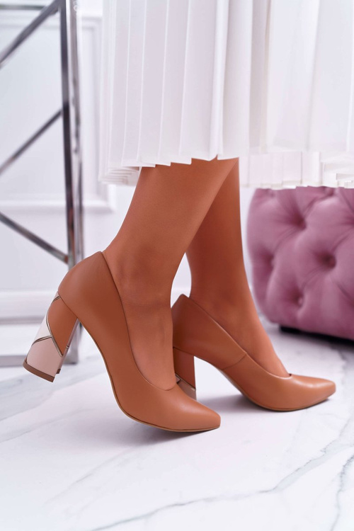 Women's Leather Laura Messi 1979 Camel pumps