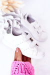 Children's Sneakers With Velcro White-Silver Cute Girl
