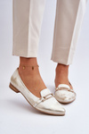 Leather Ballerinas with Zazoo 2885 Gold-White Embellishment