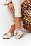 Leather Ballerinas With Fringes Maciejka 04016-25 Beige-Gold