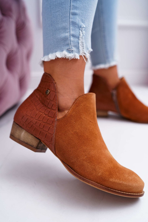 Women's Leather Booties Maciejka Red Animal Pattern 04091-29