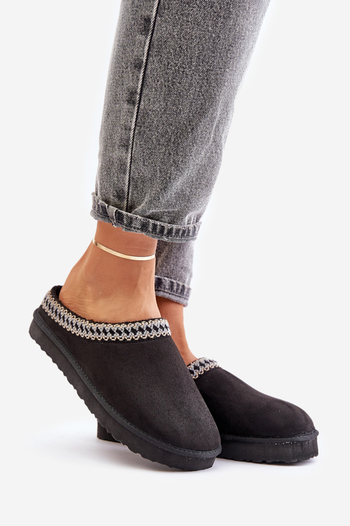 Kapcie Damskie Z Haftem Czarne Inblu FX000021