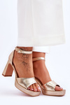 Leather Classic Sandals On Golden Platform Classy