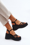 Black Platform Sandals and Wedges Oporia