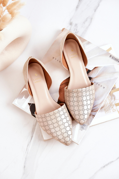 Elegant Leather Ballerinas Laura Messi 1110 Gold Petrol Shine