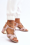 Women's Leather Low Heel Sandals Pink Riley