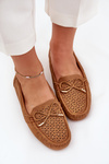 Ladies Moccasins With Perforated Pattern And Lacing Camel Mirisa