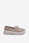 Beige Women's Leather Platform Moccasins S.Barski LR720