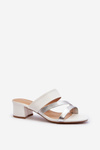 Women's Low Heel White Mules Rosila