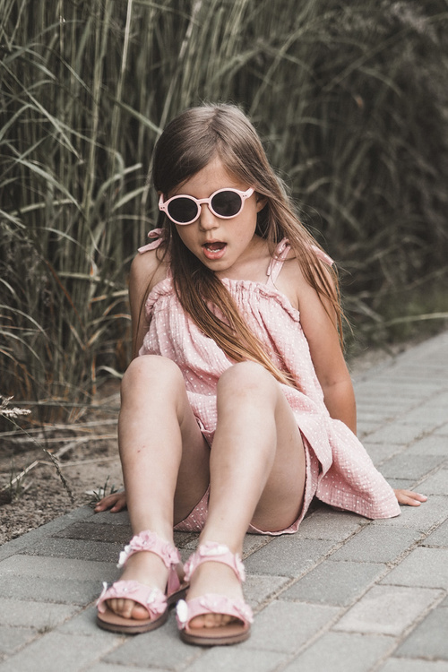 Dziecięce Sandałki Lakierowane Z Kwiatkami Różowe Tinette