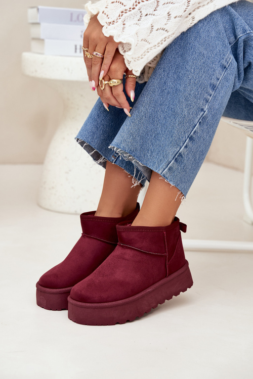Suede Snow Boots On Platform Bordeaux Corcoran