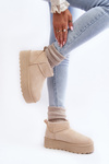 Women's Suede Snow Boots on Platform Light Beige Corcoran 