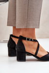 Block Heel Pumps Made of Eco Suede Sergio Leone SK830 Black