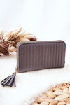 Quilted Wallet with Tassel Grey