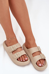 Women Foam Sandals With Buckles Vinceza 76056 Beige