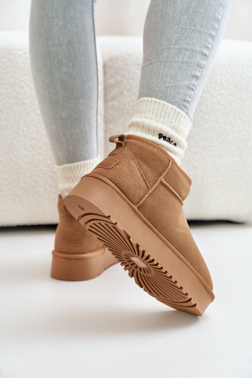 Women's Suede Snow Boots On Platform Camel Nereviana