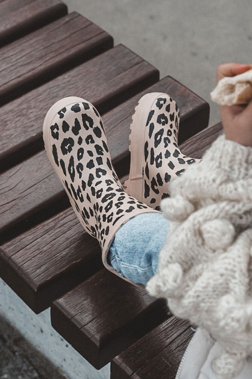 Children's Galoshes With Leopard Pattern Beige Nanny