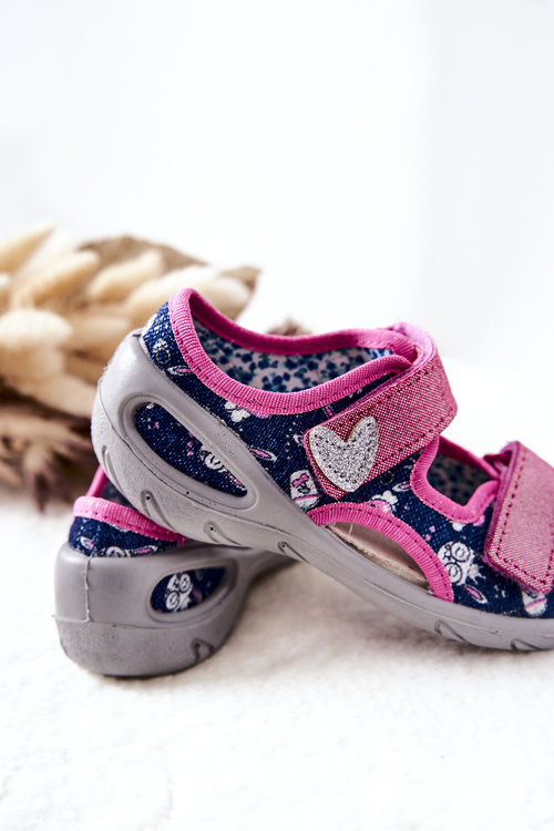 Befado Velcro sandals 065X151 Navy blue and pink