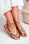 Elegant Sandals With Floral Pattern Orange Brooke