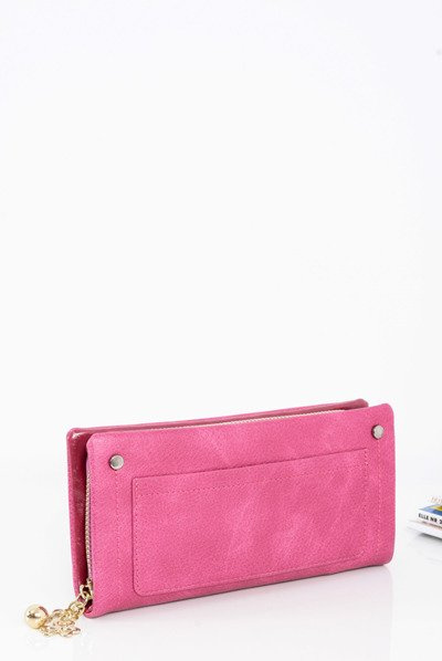 Large Women's Wallet Gold Pendant Pink