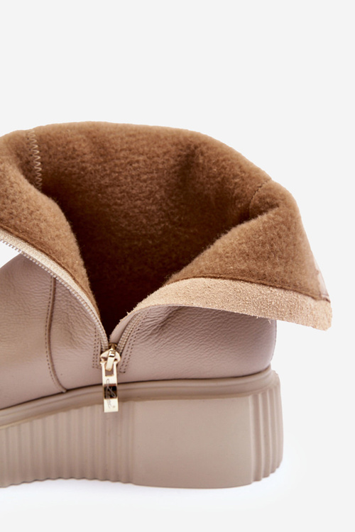 Women's Leather Platform Boots Beige Jenefer