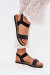 Women's Sandals With Braiding On Decorated Platform Black Velara