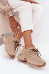 Women's Sports Sneakers With Double Lacing Beige Annelie