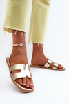 Women's Flat Sandals with Cutouts Gold Fiviama