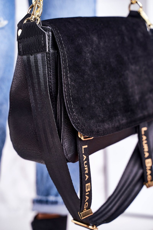 Women's Messenger Bag With Detachable Strap LAURA BIAGGI Black