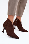 Low Women's Ankle Boots On Heel Eco Suede Chocolate Jolivra