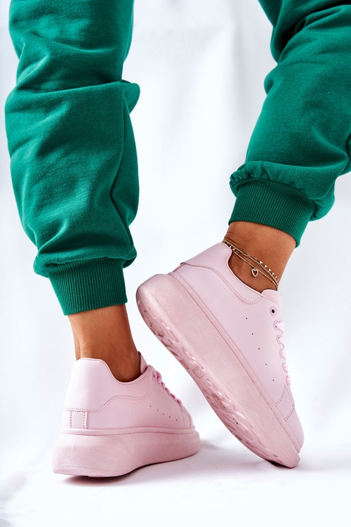Leather Sneakers On A Platform Pink Lemmy