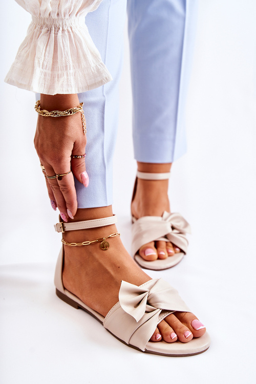 Fashionable Women's Leather Sandals Beige Astana
