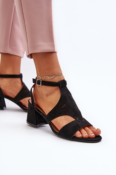 Black Low Heel Sandals Eleriva