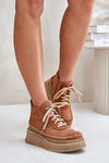 Leather Ankle Boots On Platform And Wedge Maciejka Brown 06759-29