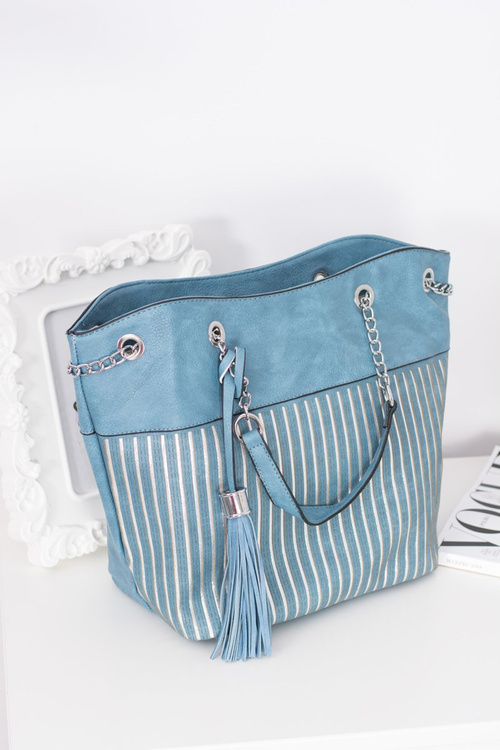 Women's Blue Classic Handbag with Tassel