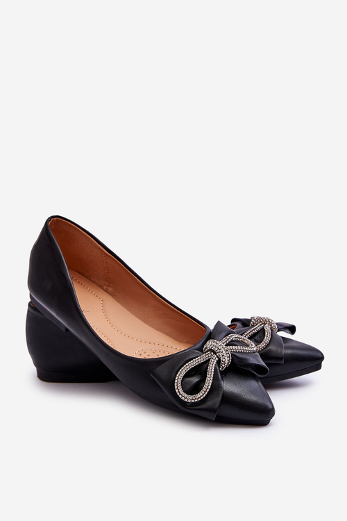 Elegant Ballerinas With A Bow Black One Time