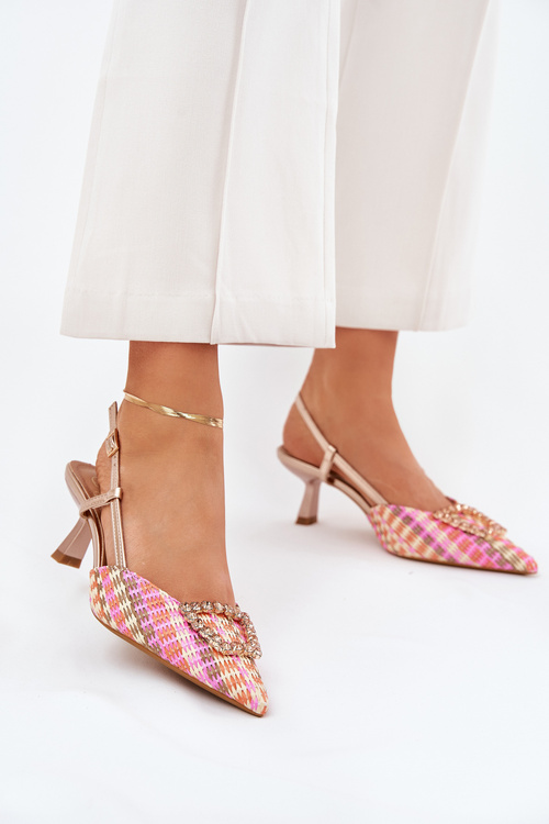 Szpilki Odkryta Pięta Ozdoba Szampańskie Teminora