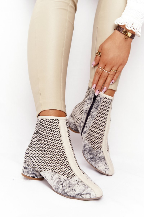 Braided Boots On A Block Heel Maciejka 04937-03 Beige