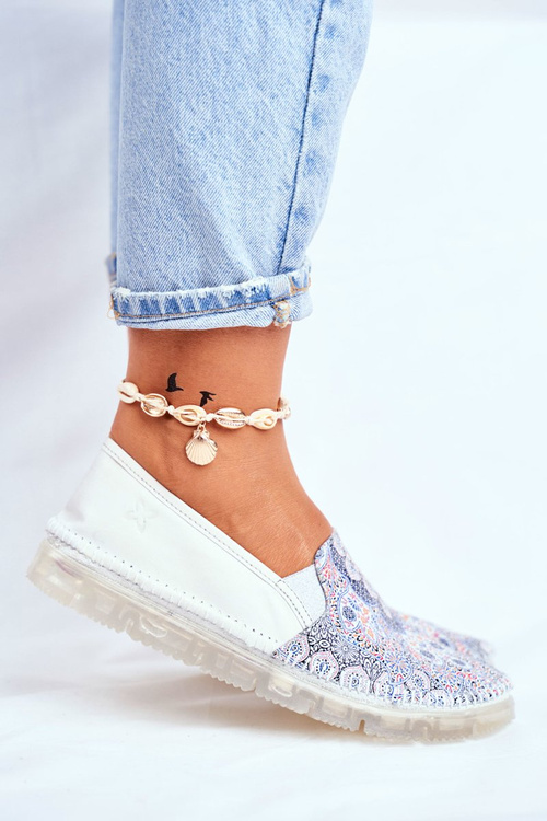 Damskie Półbuty Maciejka Wsuwane Skórzane Białe 03512-46