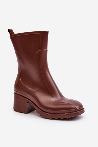 Women's Matte Boots Botki On Heel Brown Bertaida